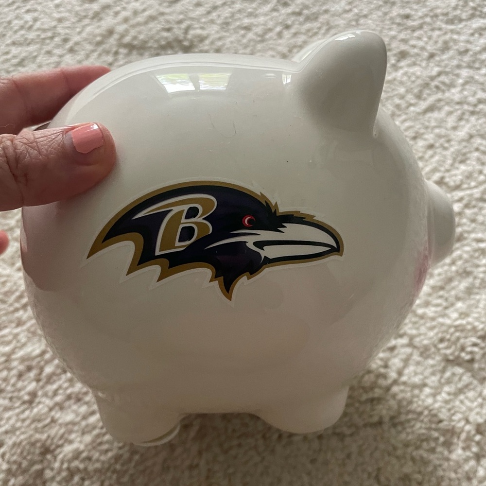 NFL Team Logo White Piggy Bank